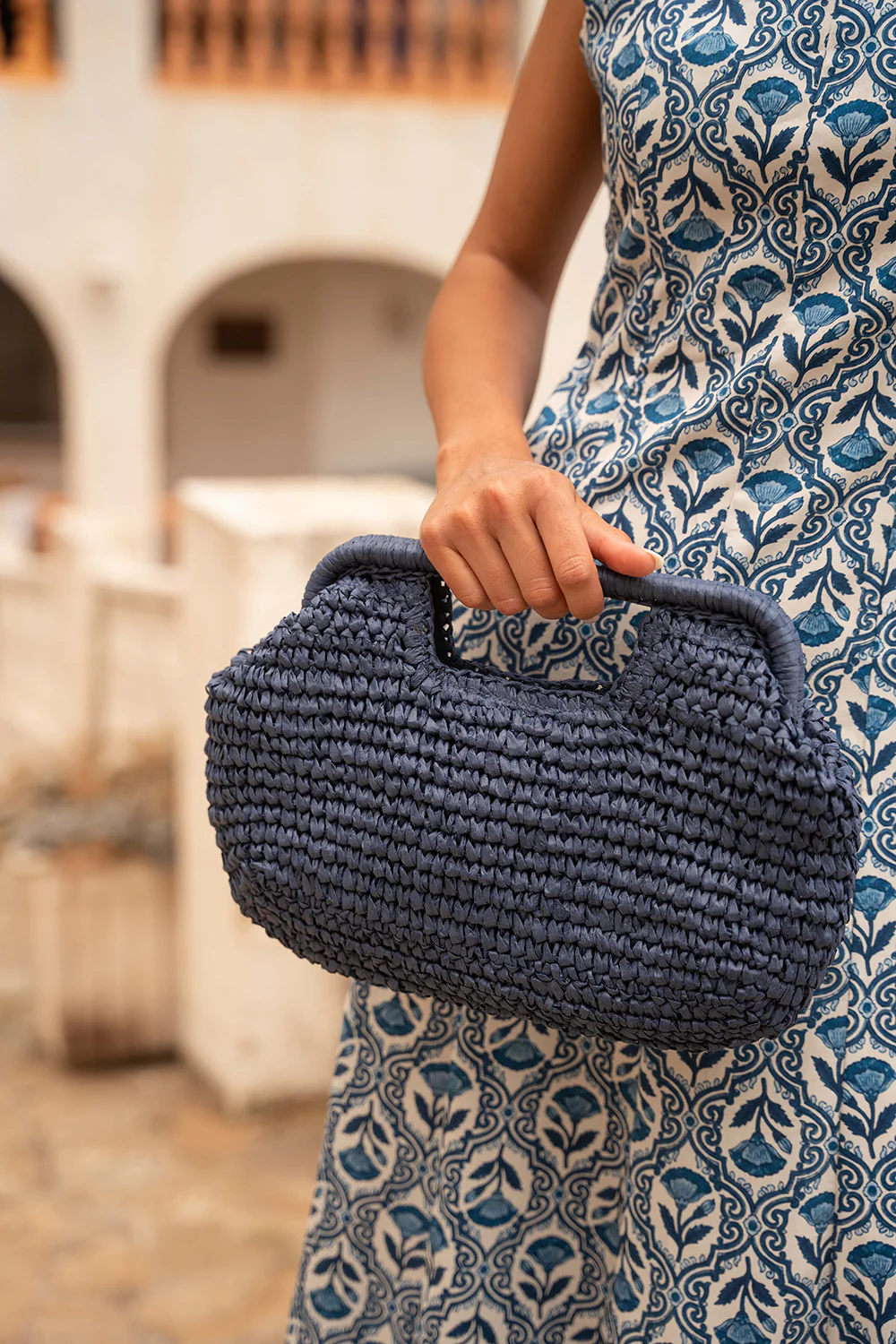 Cartera de rafia | Azul Marino - Image 4