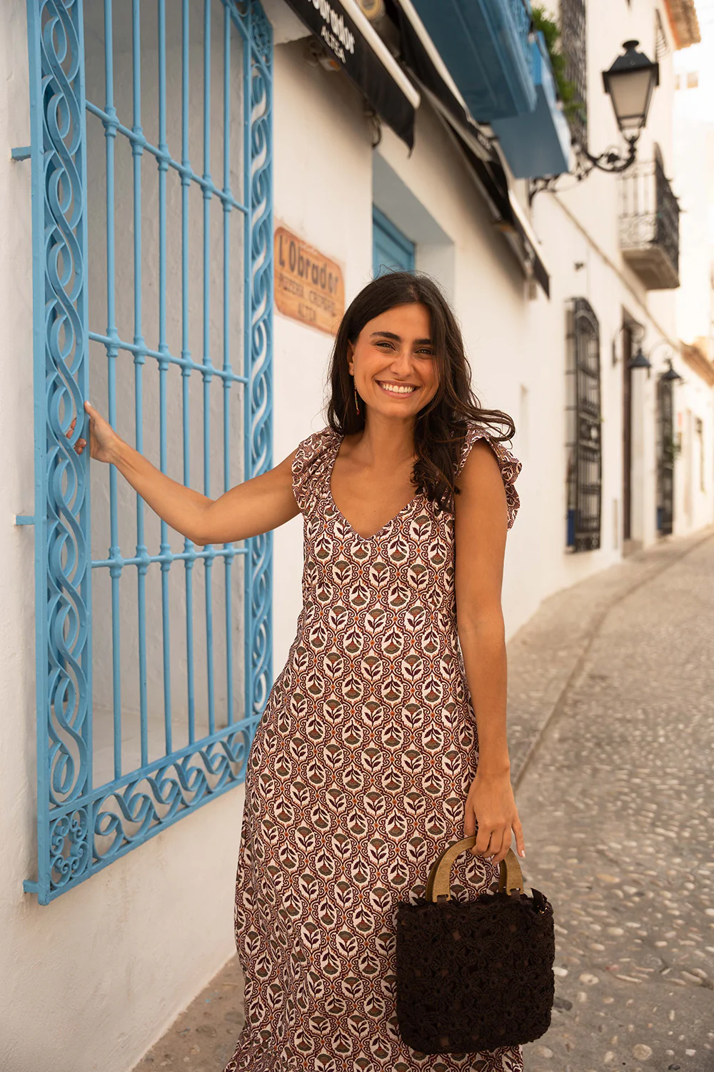 Bolso Crochet Flores Marrón - Image 4