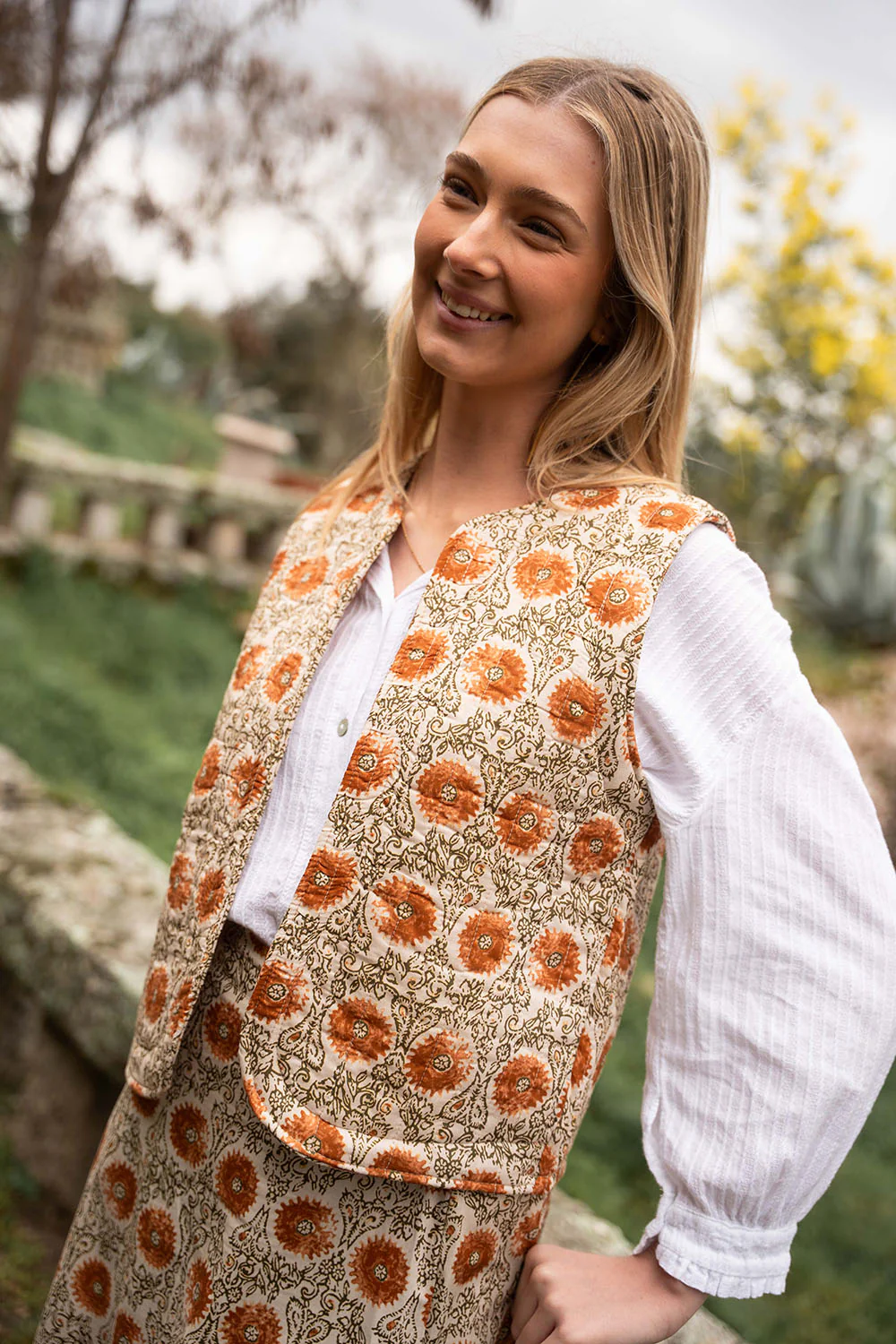 Chaleco de algodón con estampado floral | Valeria - Image 3