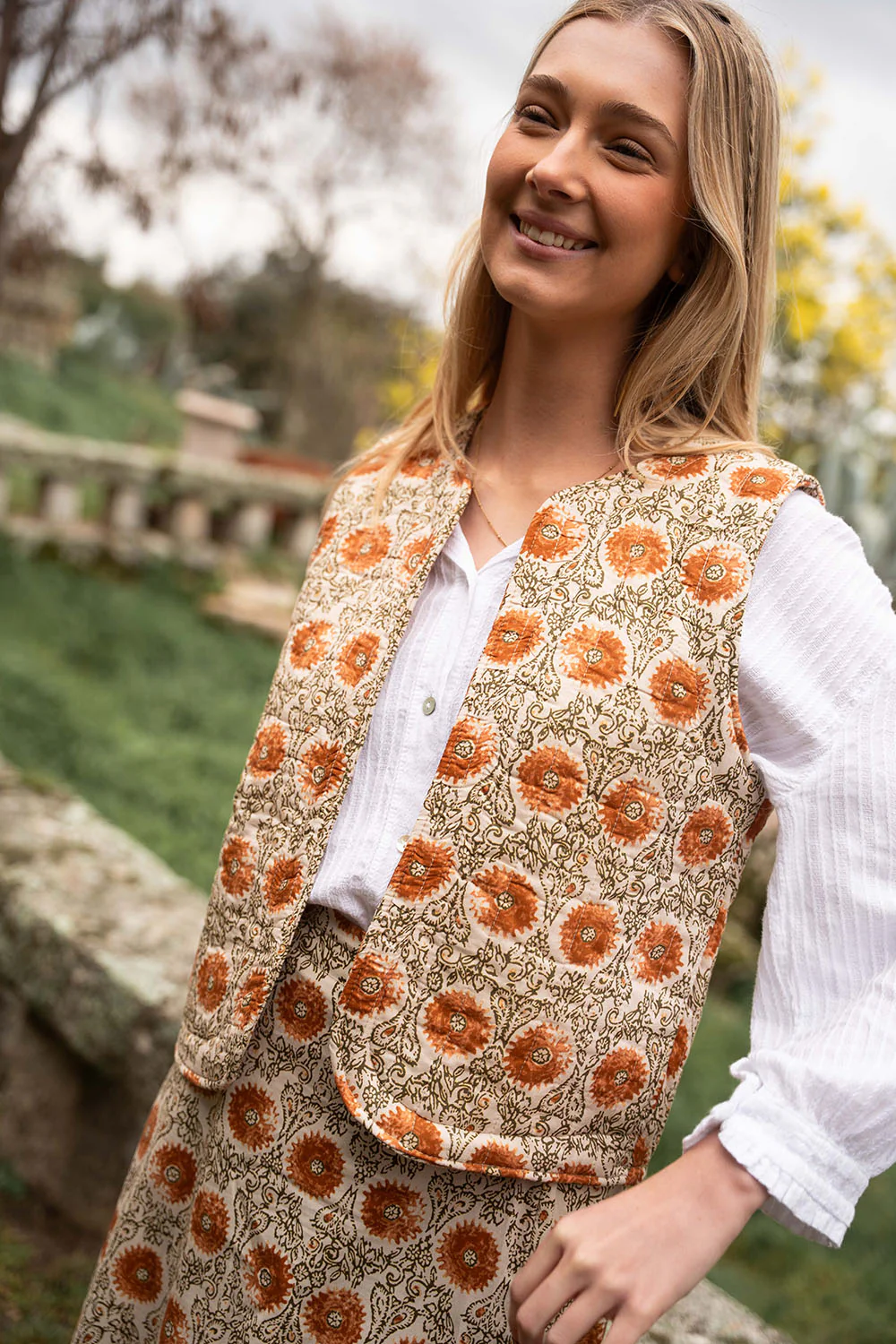 Chaleco de algodón con estampado floral | Valeria - Image 4