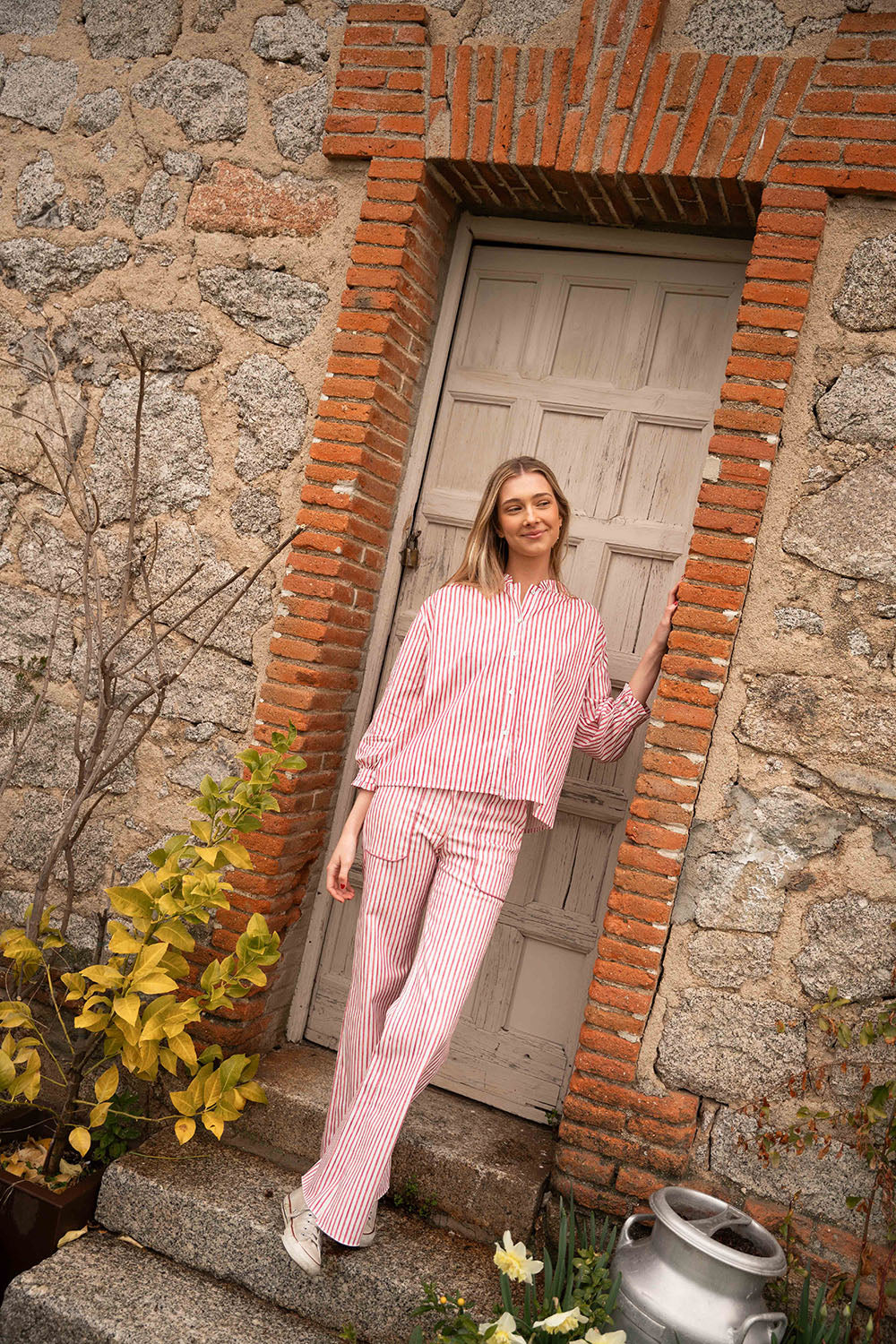 Pantalón vaquero recto con estampado de rayas | Iria - Image 3