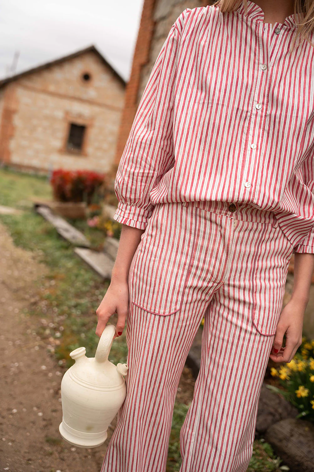 Pantalón vaquero recto con estampado de rayas | Iria - Image 5